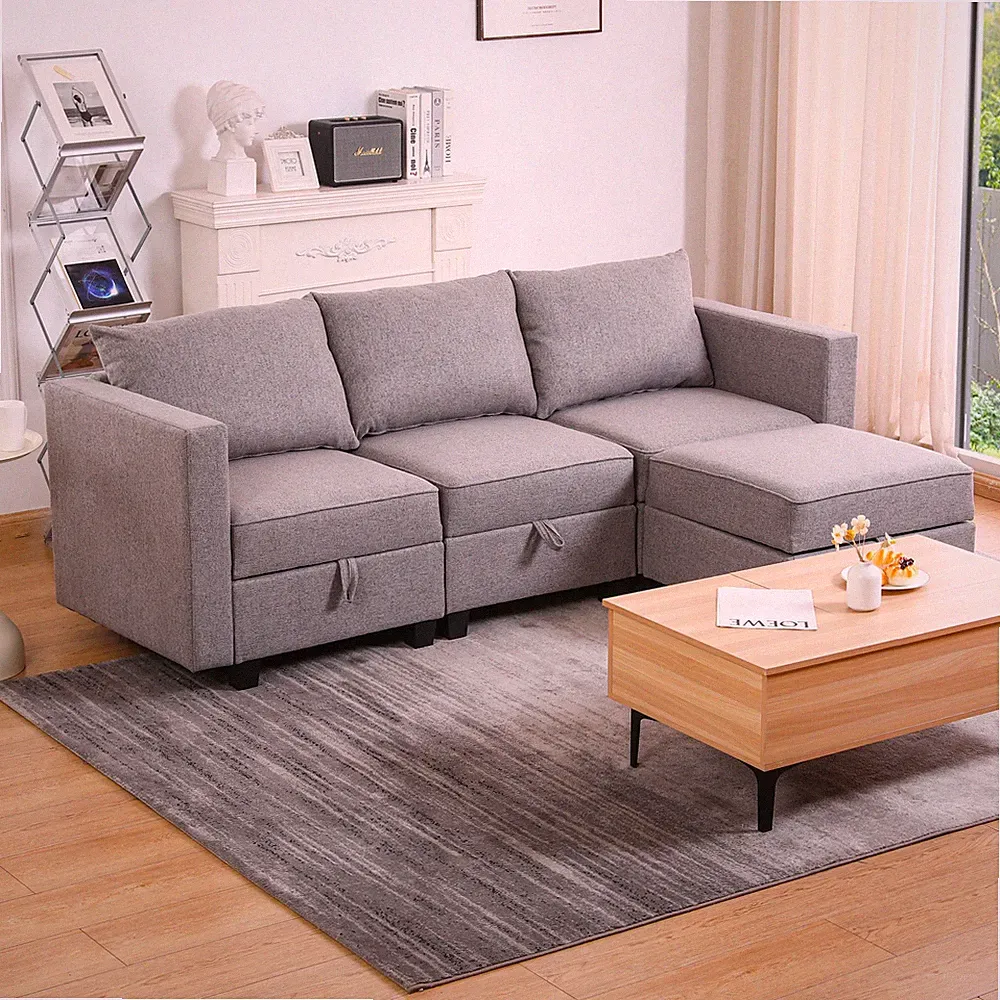 Small Sectional Sofa Modular L Shaped Couch 3 Seater Sectional Couch Convertible