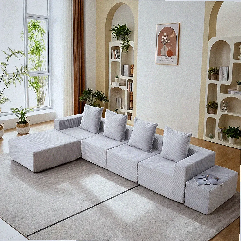 Small Space 4-Seat Sectional Sofa with Oversized Chaise