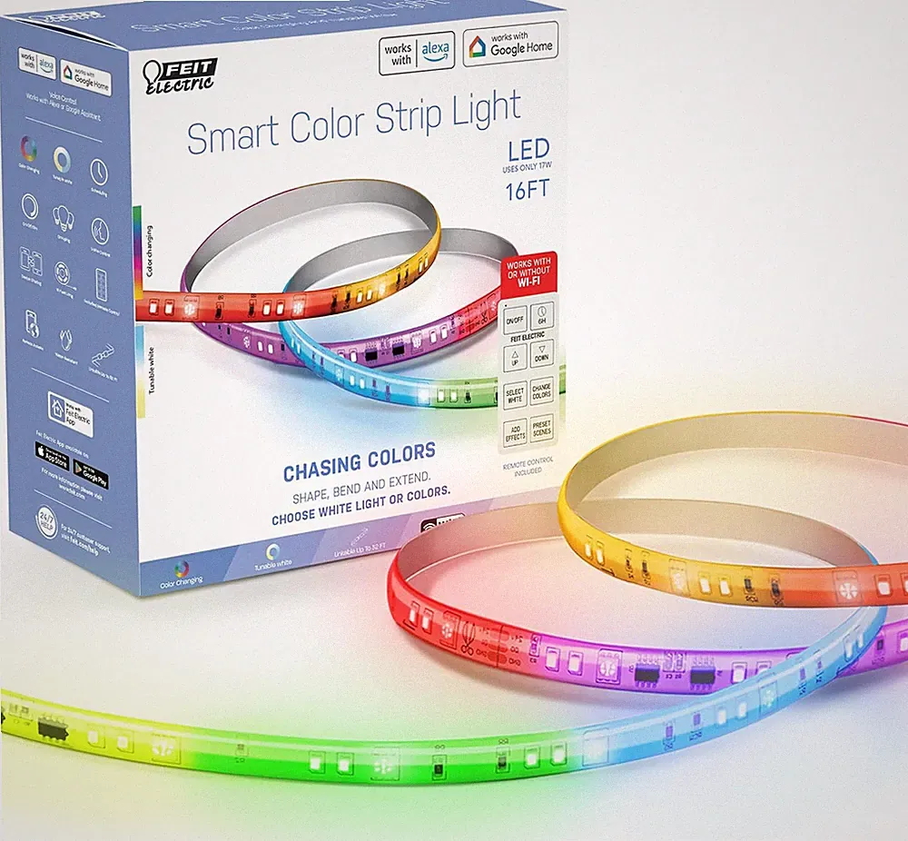 Smart Light Strip 16FT, Ultrathin RGBW Color Chasing LED Light Strip, 2.4Ghz Wi
