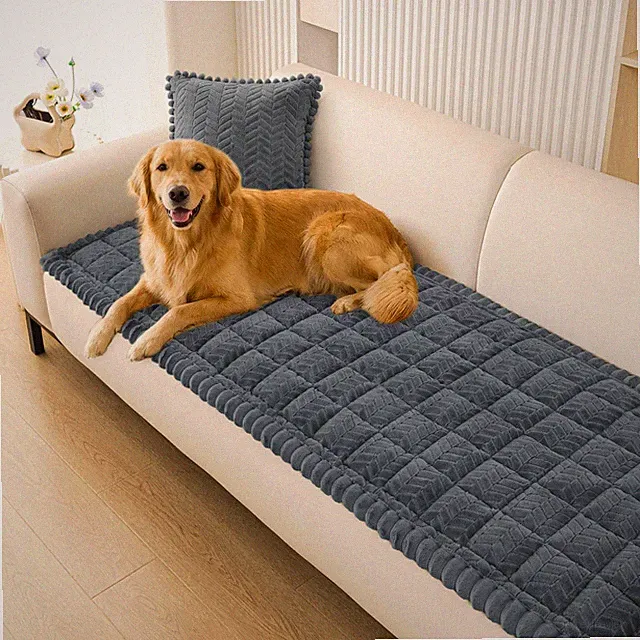 Smiry Couch Cover for Dogs, Non Slip Fuzzy Pet Sofa 27.6"x82.7", Dark Grey