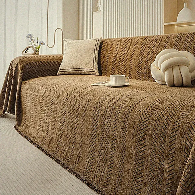 SnuggleTextile Chenille Sofa Cover 71x165 Anti-Scratch Washable Herringbone NWT