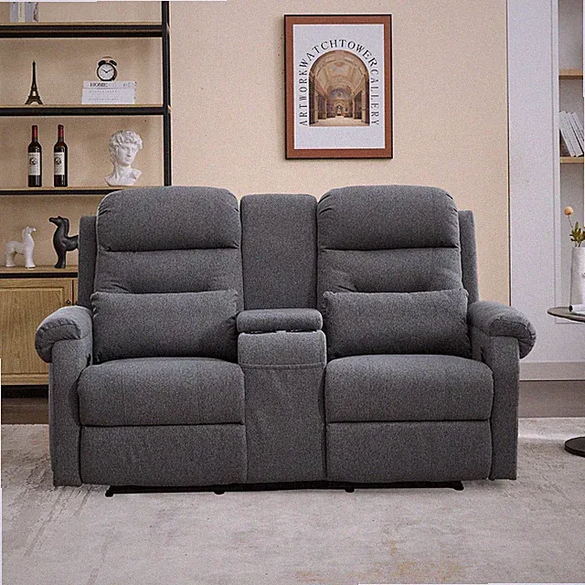 SnyFivv Manual Loveseat Recliner Home Theater Seating Reclining Sofa w/Console