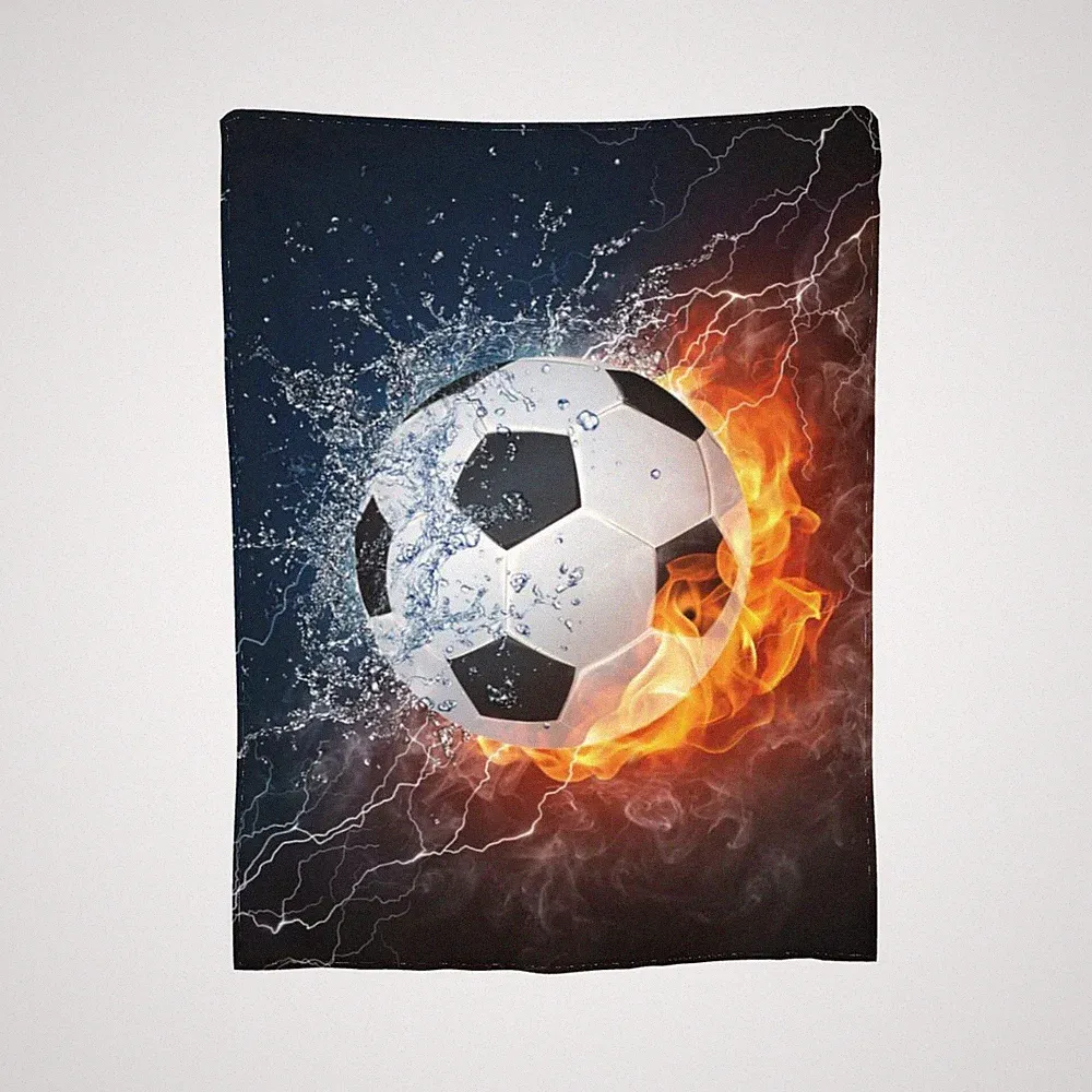 Soccer Ball Cool Sport Throw Blanket Fun Super Soft Warm Boy Bedding Bed Blan...