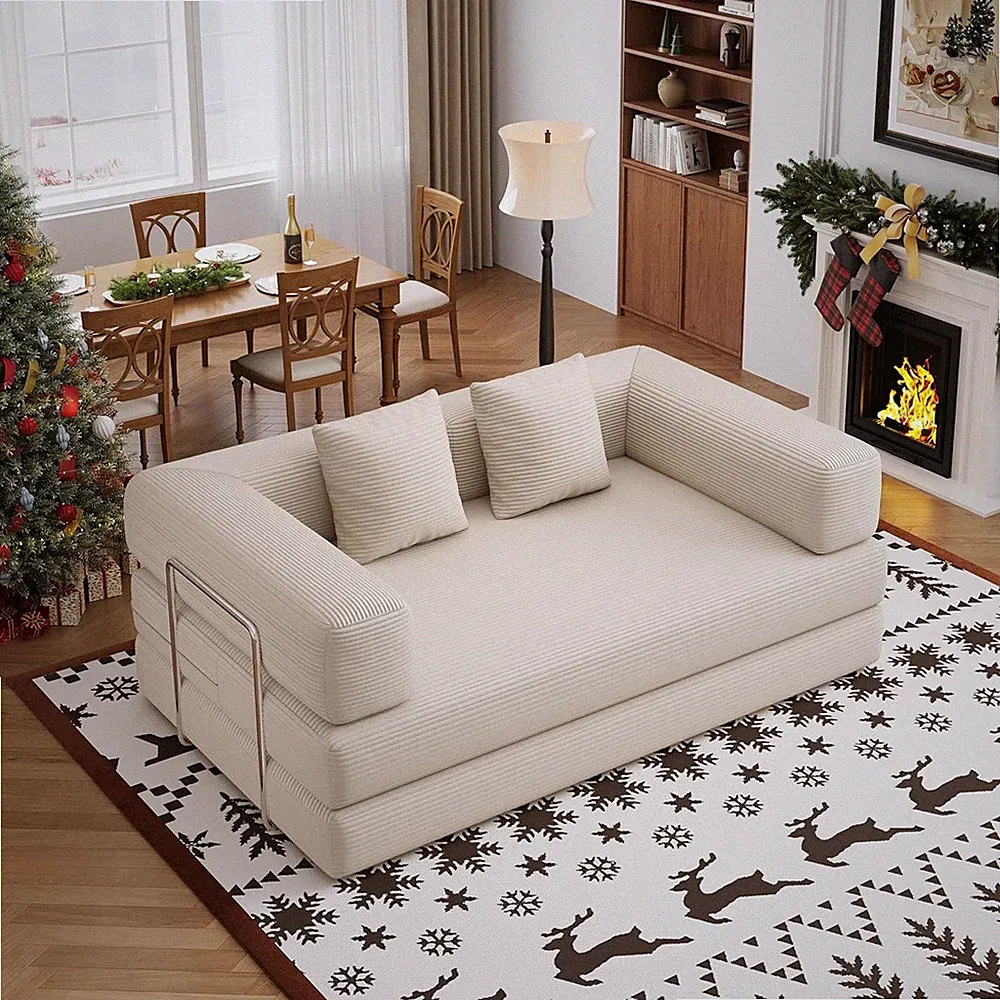 Sofá Cama Convertible Convertible Sleeper Sofa Bed Folding Futon Pull Out Beige