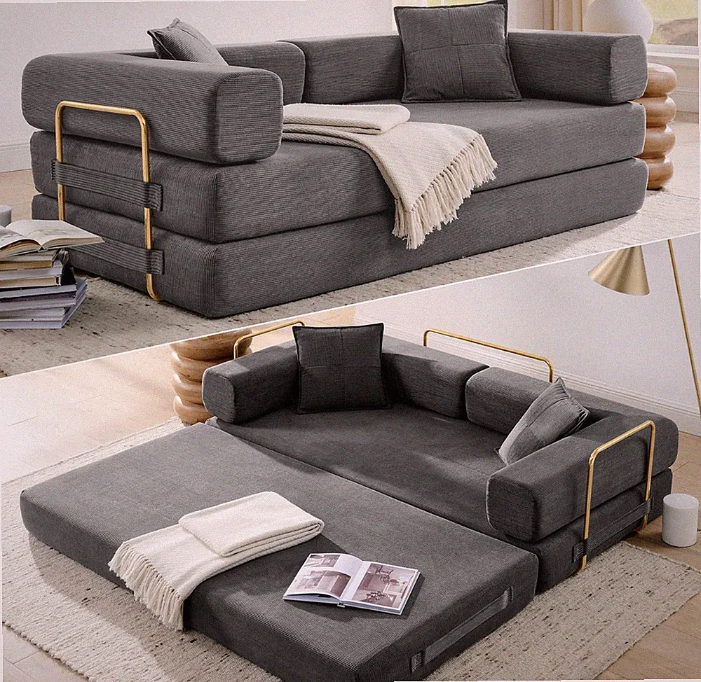 Sofá Cama Convertible Convertible Sleeper Sofa Bed Folding Futon Pull Out Grey