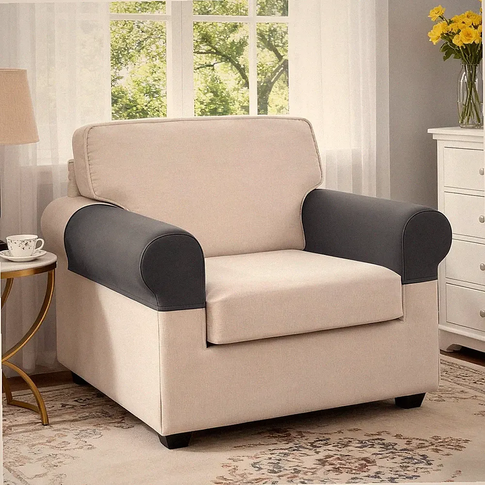 Sofa Arm Covers 2 Pieces Stretch Armrest Cover for 3 Cushion Sofa Sectional L