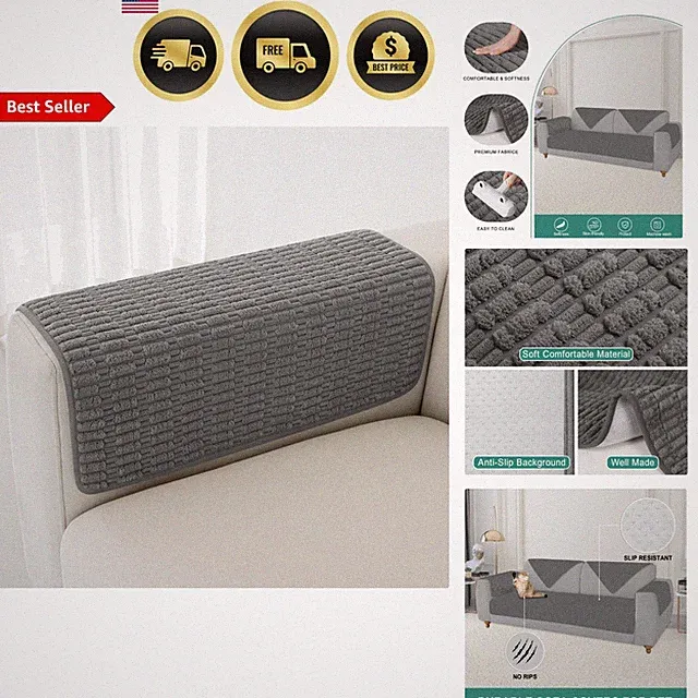 Sofa Arm Covers Set of 2 Non Slip Waterproof Couch Protector 20x20 inch