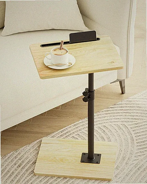 Sofa Arm Tray Table - 360° Swivel Height Adjustable End Table, Small Snack Si...
