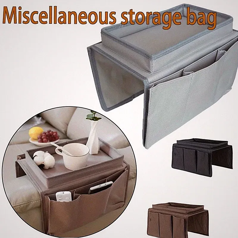 Sofa Armrest Organizer with Cup Holder Tray Couch Armchair Caddy Storage Pockets