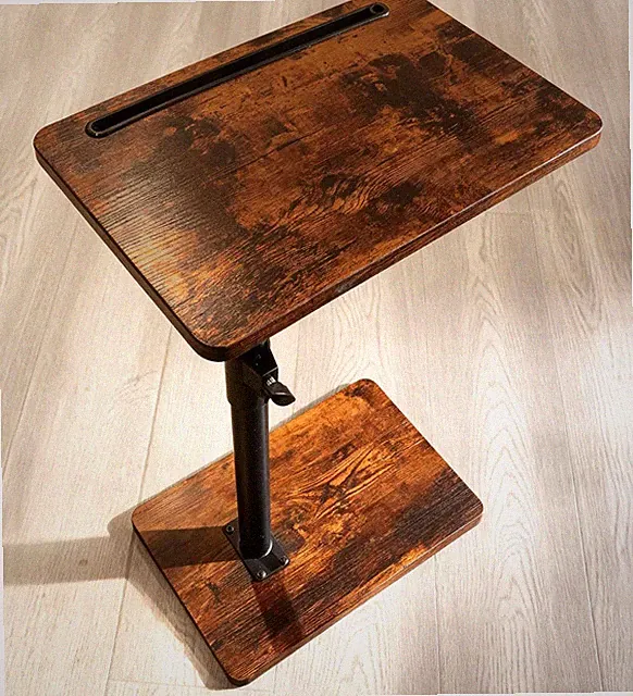 Sofa Armrest Tray Table for Couch - 360° Swivel Height Adjustable End for Small