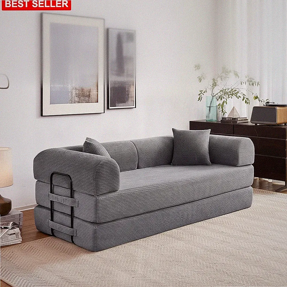 Sofa Bed 79 In Multi-Functional Corduroy Foam Seating Guest Room Modern