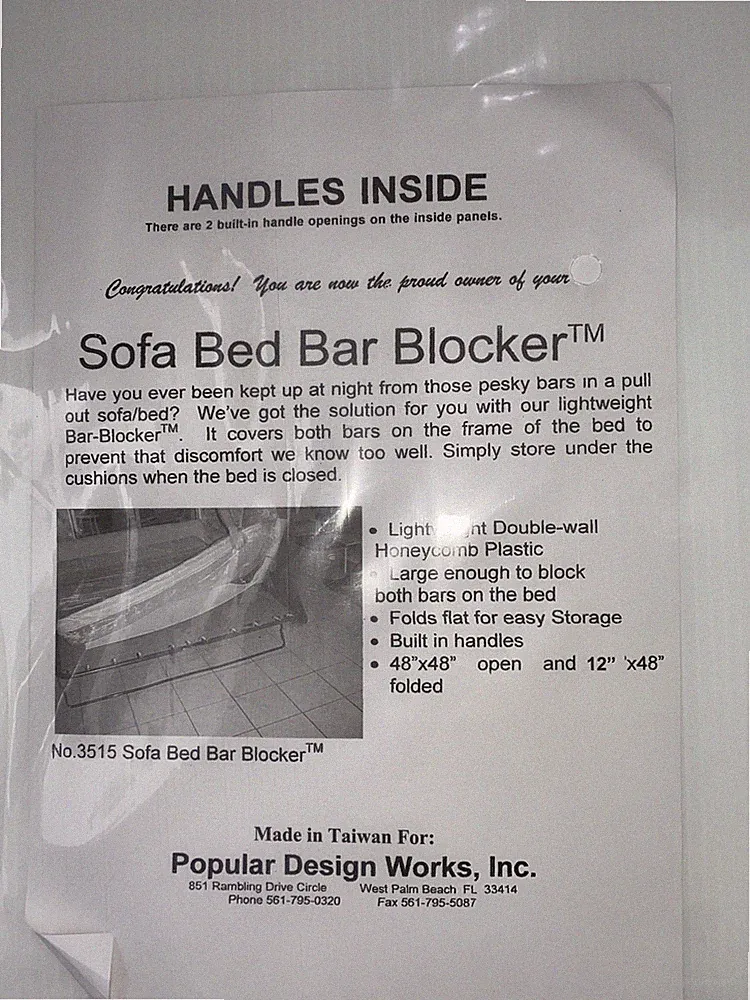 Sofa Bed Bar Blocker Popular Design 48" x 48" NEW SEALED