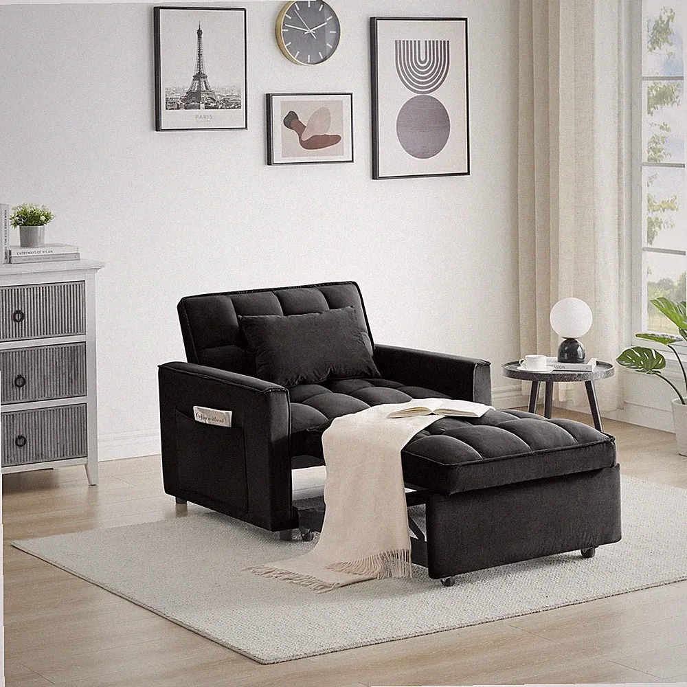 Sofa bed chair 3 in 1 convertible, recliner, single recliner, suitable for sma