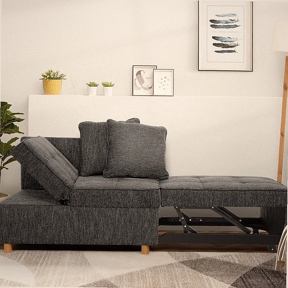 Sofa Bed Chair, 4-in-1 Convertible Chair Bed 3-Seat Linen Fabric loveseat Sofa