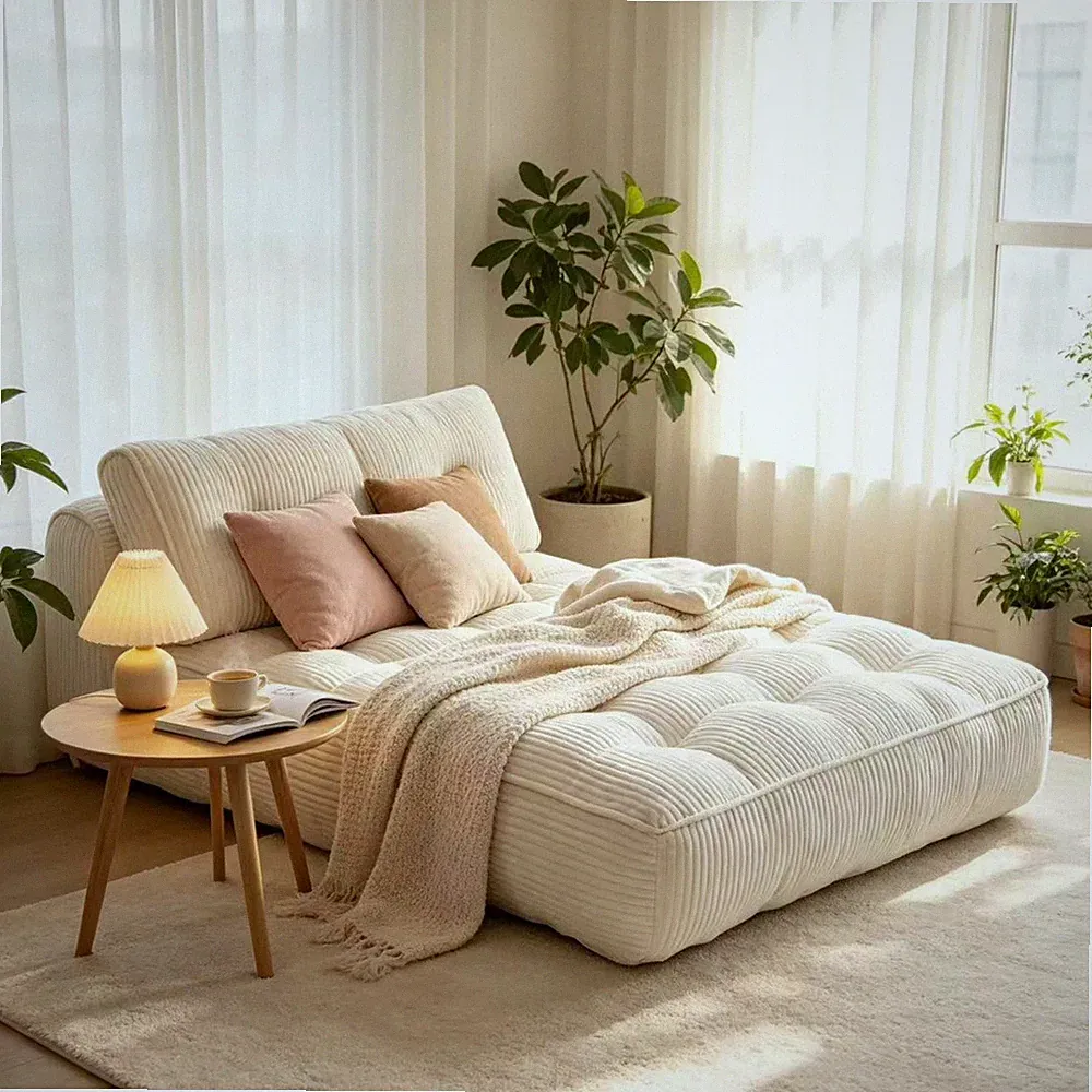 Sofa Bed Convertible Sleeper Chair with Pillows Adjustable Backrest No Assembly