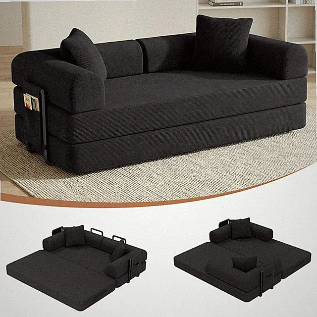 Sofa Bed Couch Sleeper Convertible Pull-Out Bed Couch Washable With Side Pockets