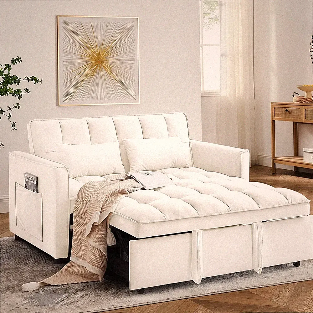 Sofa Bed Couch Sleeper Convertible Pull-Out Bed Couch With Side Pockets