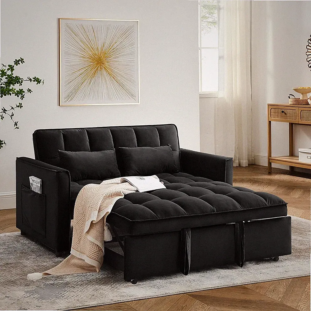 Sofa Bed Couch Sleeper Convertible Pull-Out Bed Couch With Side Pockets