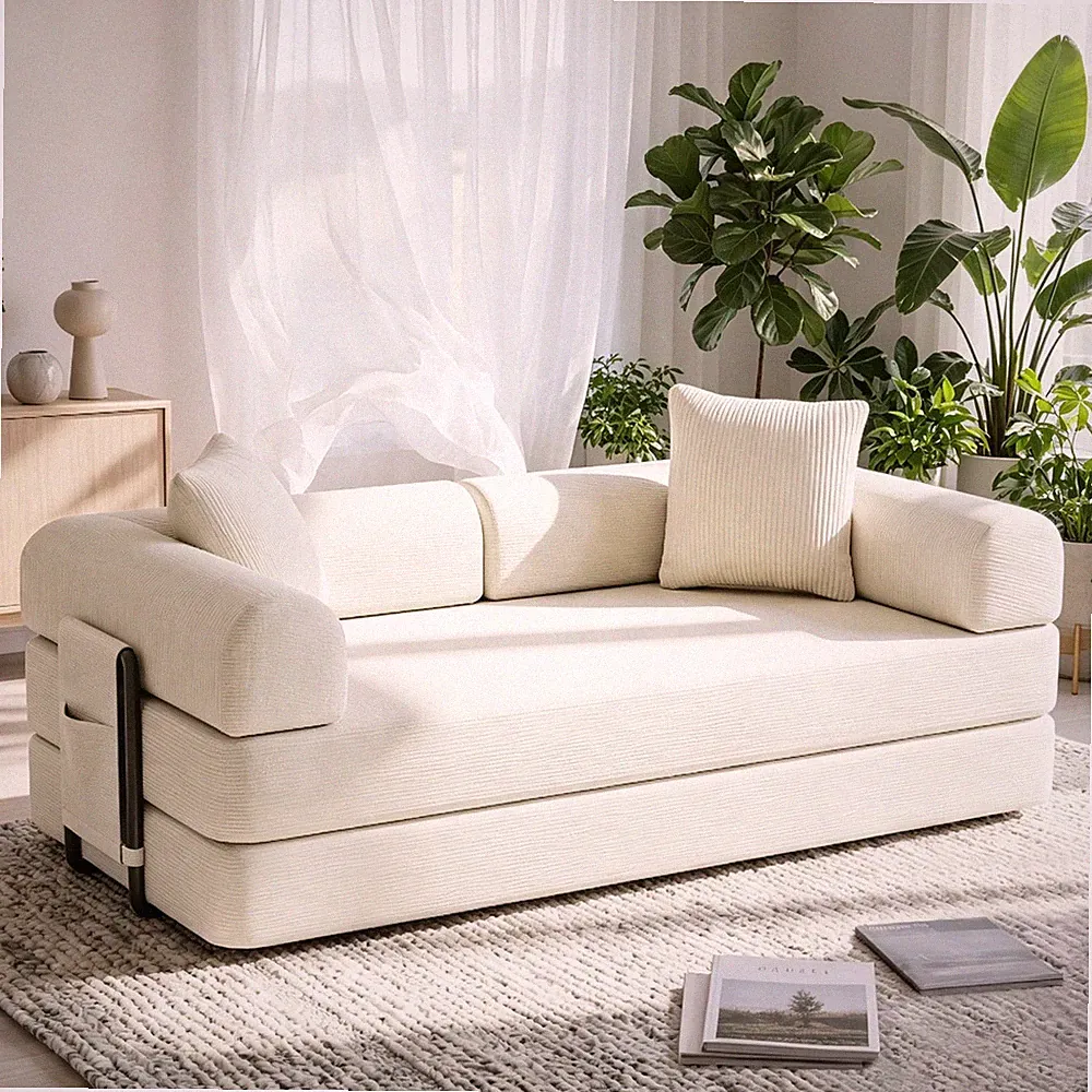 Sofa Bed Couch Sleeper Convertible Pull-Out King Size With Side Pockets Washable