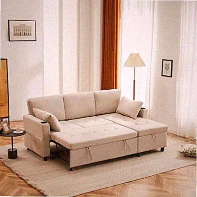 Sofa Bed, L-Shaped Corner Sofa, 3 Seater Pull Out Sofa With Storage, Convertible