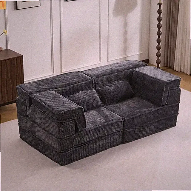 Sofa Bed Modular Circle Fleece Dark Gray Memory Foam 79 In