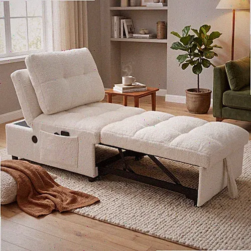 Sofa bed No armrest, built-in USB port, side storage pocket, adjustable backrest