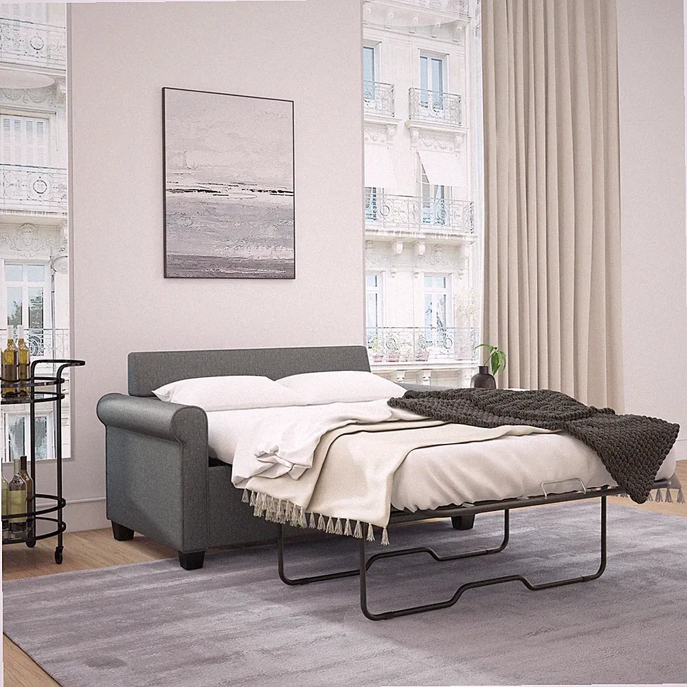Sofa Bed Pull Out Sleeper Loveseat Couch Twin Adult Size Rolled Arms