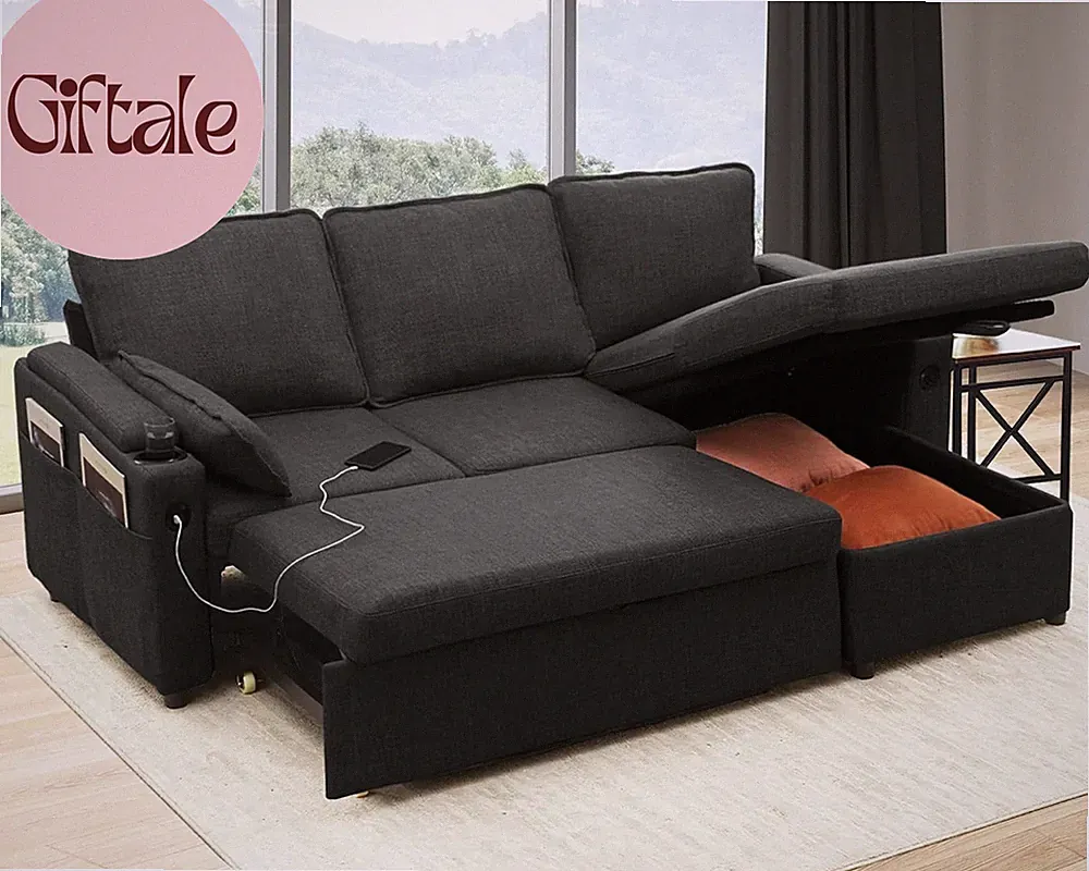 Sofa Bed Sleeper Pull Out 2 in 1 Sectional Sleeper Sofa Couches with Storage,Usb