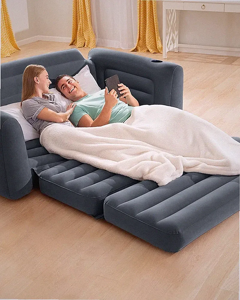 Sofa Bed Sleeper Queen Size Inflatable Air Folding Futon Convertible Couch Gray