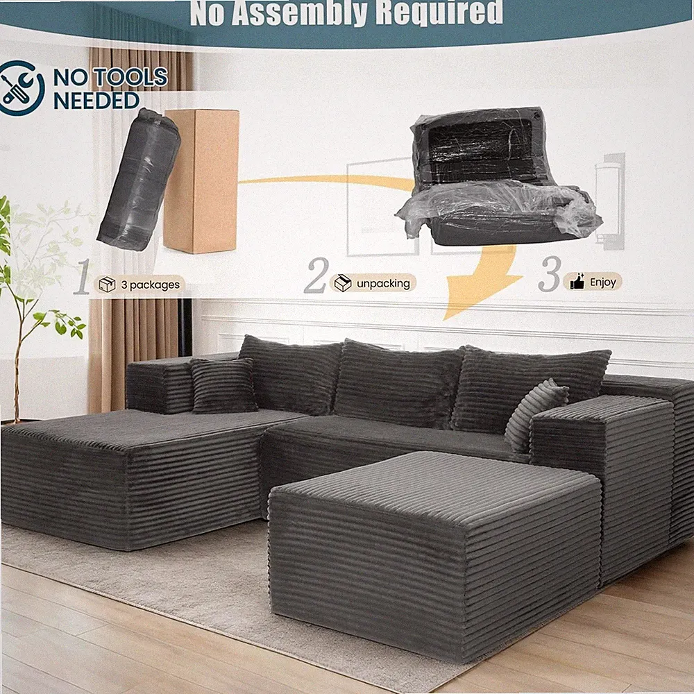 Sofa Bed w/Deep Seat & Non Slip Base, Modern Cozy Sectional Couches Good forHome