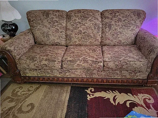sofa, brown, 86" long, used, $150
