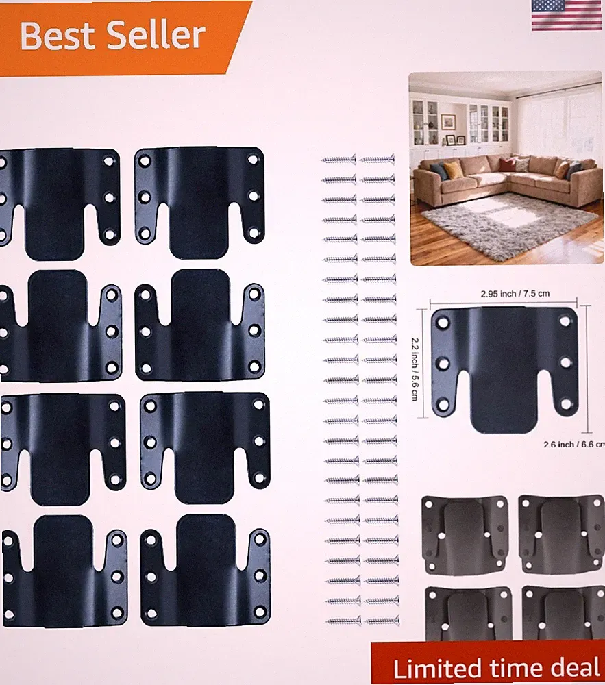 Sofa Connector Bracket Set - 8 Pieces for Sturdy & Reliable Sectional Support