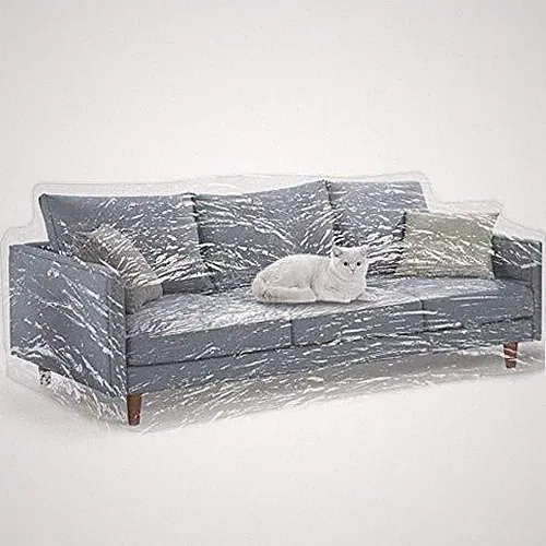 Sofa Couch Plastic Cover Protect From Pets Waterproof Storage Moving