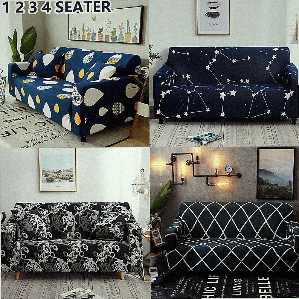 Sofa Cover 1 2 3 4 Seater Elastic Settee Stretch Spandex Printed Couch Protector