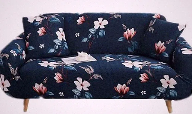 Sofa Cover 2 Seater with Armrests 145 - 185 cm Washable Stretchy Blue - A0148