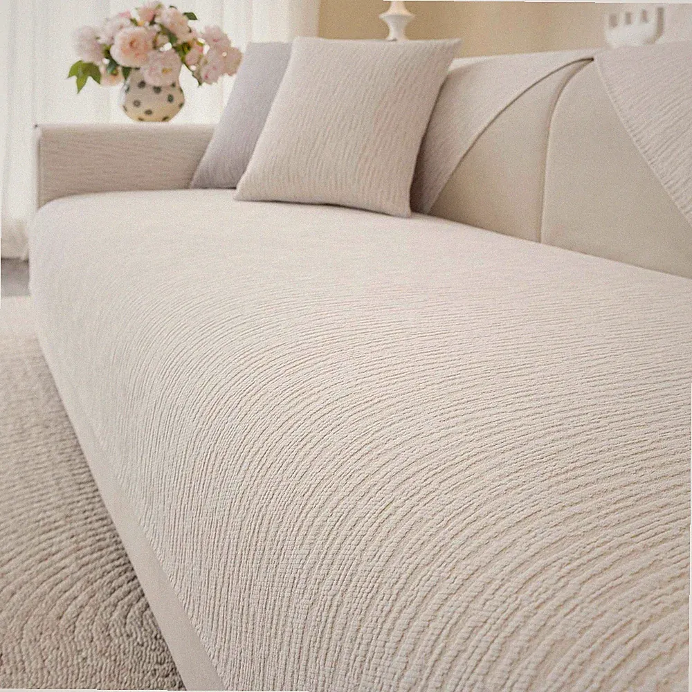 Sofa Cover 36 x94 Waterproof Chenille Non Slip White Sectional Aucrovee Soft