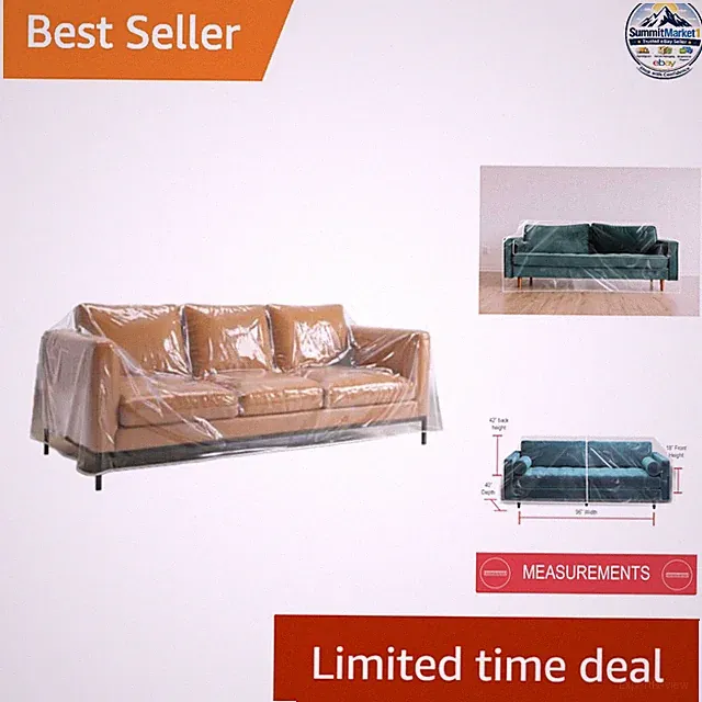 Sofa Cover 42" H x 96" W Heavy-Duty Vinyl Water Resistant for Pets Kids