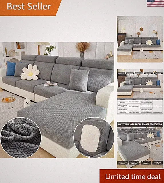 Sofa Cover Couch Protector Stretch Slipcover for Pets Soft Washable Gray