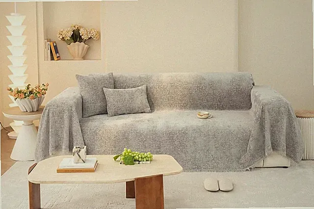 Sofa Cover Elegant Light Grey Chenille Couch Cover for Sectional Sofa Slipcover