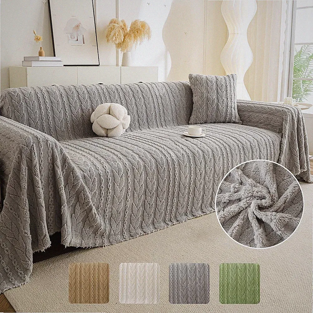 Sofa Cover for 1/2/3 Cushion Couch,Plush Couch Blanket Cover Slipcover Protector