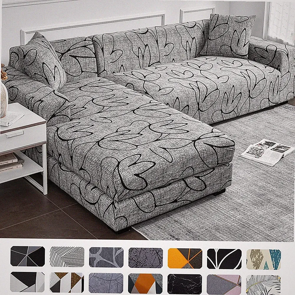 Sofa Cover for Living Room Stretch Printed Sofa Slipcover L Shape Corner Sofa Co