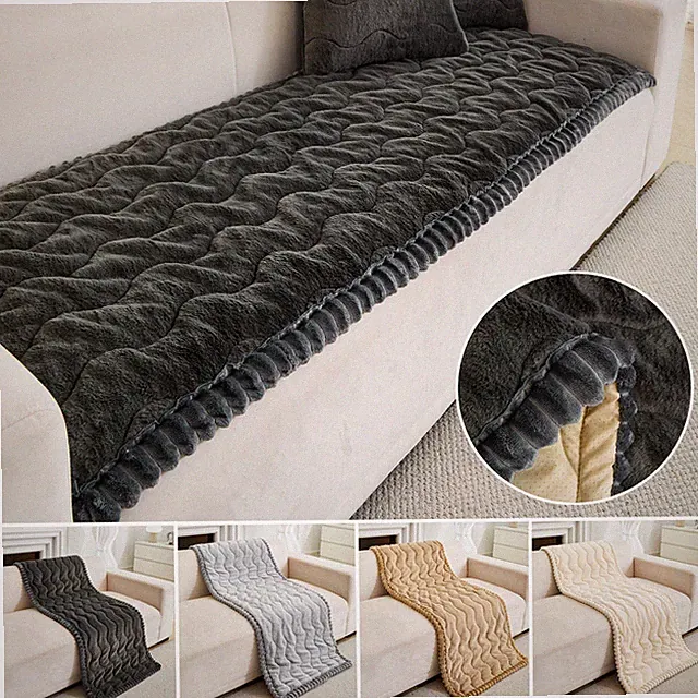 Sofa Cover Fuzzy Couch Cover for Pets Dog Cat Washable Non-Slip Sofa Slipcover