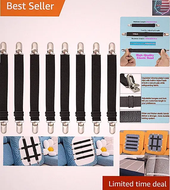 Sofa Cover Holder Straps Suspenders, Sofa Couch Covers Clip Fasteners, Adjust...