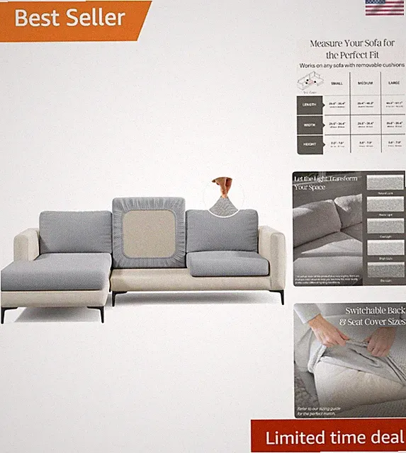 Sofa Cover Jersey Slipcover Couch Protector Pet Proof Easy Fit Grey