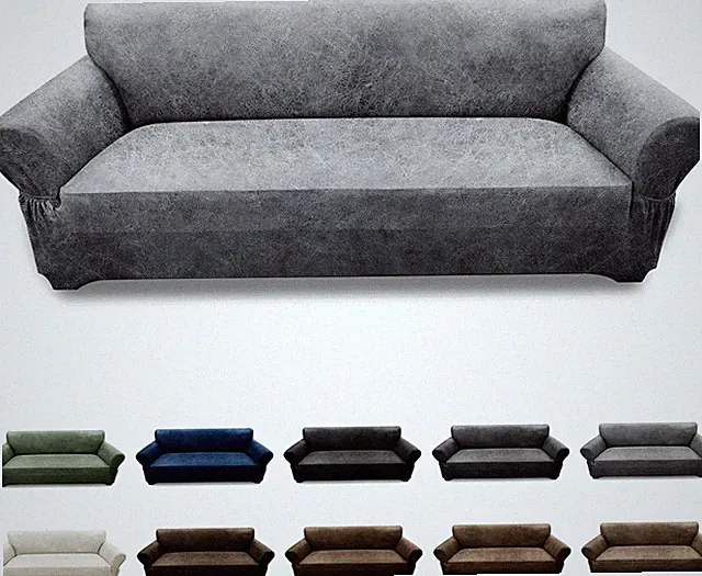 Sofa cover Leather-look 3-seater sofa cover, light grey