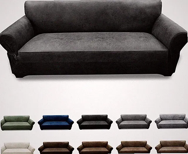 Sofa Cover Leather Look 3-Seater Sofa Cover (Sofa, Dark Grey)