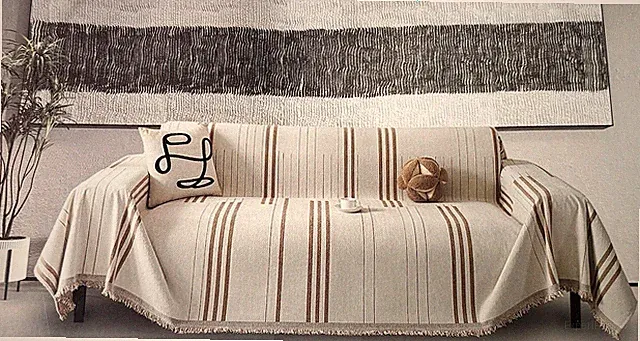 Sofa Cover- Minimalist Solid Color (white/orange) 71”x134”