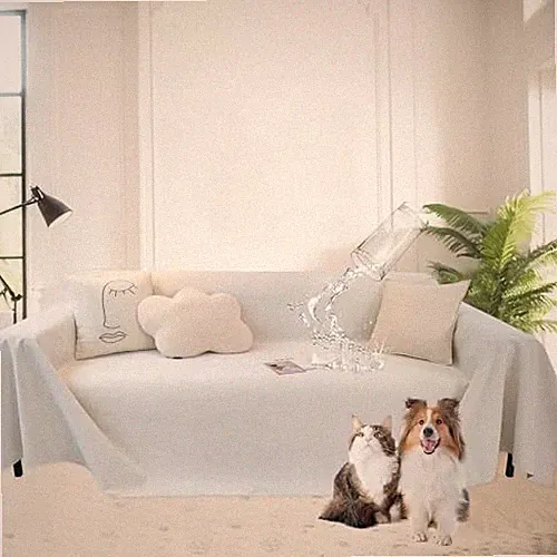 Sofa Cover Sectional Couch Covers: Chenille Textured 71 × 118in Ivory White