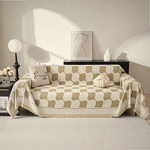 Sofa Cover Washable Sectional Couch Cover, X 71" x 118" Z-khaki Checkerboard