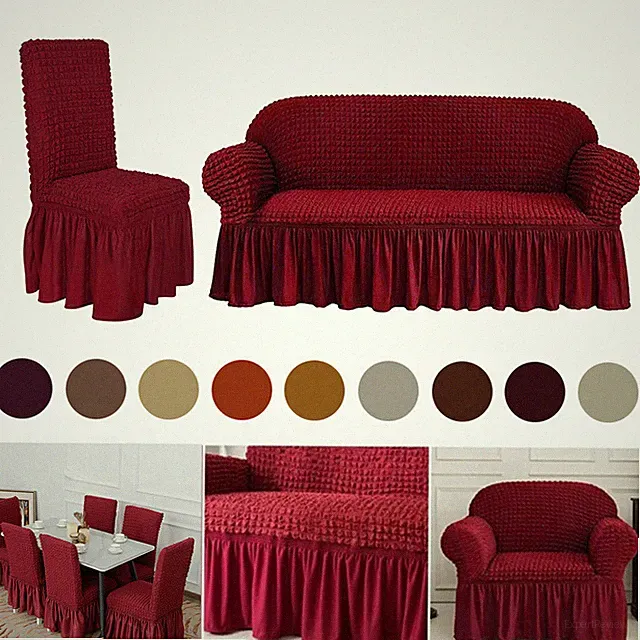 Sofa Covers 1/2/3/4 Seater 3D Bubble Soft Spandex Dining Chair Slipcover Set